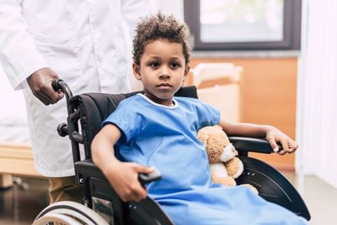 Child In Wheelchair At Hospital