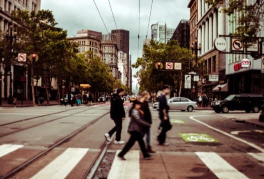 pedestrians in a crosswalk